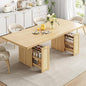 LIKIMIO 78.7" Farmhouse Dining Table for 6-8 People, Extra Thick Wood Top with 2 Hidden Adjustable Storage Drawers, Modern Woven Rattan Table for Dining Room, Kitchen, Living Room, Rustic White