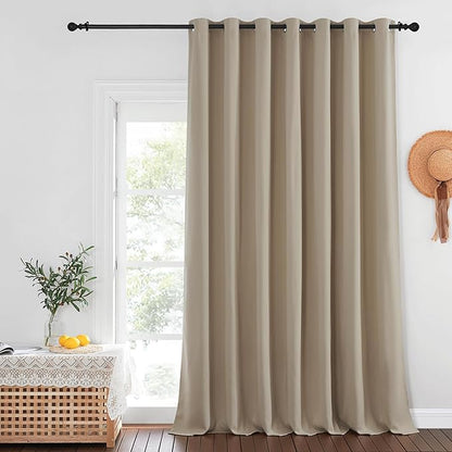 NICETOWN Blackout Curtains for Sliding Glass Door Room Divider Noise Reduce Curtain Panel Portable Window Screen Sliding Partition, W100 x L102 inches, 1 Panel, Taupe