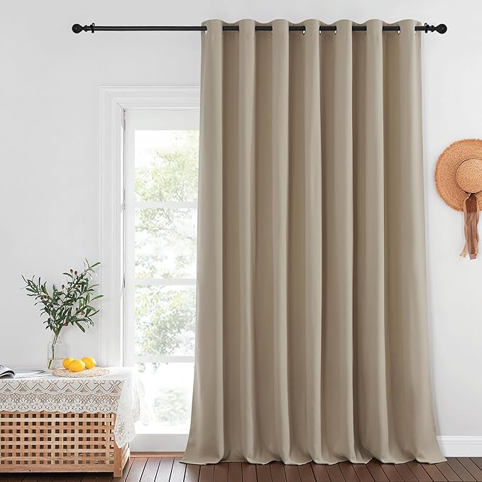 NICETOWN Privacy Room Divider Curtain Thermal Blackout Curtain for Patio Door, Living Room, Bedroom Partition and Shared Office Space, 1 Grommet Panel, Taupe, 100 inch x 108 inch Long