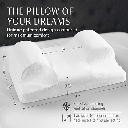 YourFacePillow, Back Sleeper Beauty Pillow, Cervical Neck Pillow, Patented Contour Memory Foam Pillow, Ergonomic Neck, Back and Shoulder Support. Back Sleeping Reduces Pressure on Skin - Standard