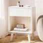 Fluted Nightstand, Modern Bedside Table with Storage Drawers and Open Wood Shelf, Night Stand with Solid Wood Legs, End Tables Side Tables for Living Room, Bedroom White
