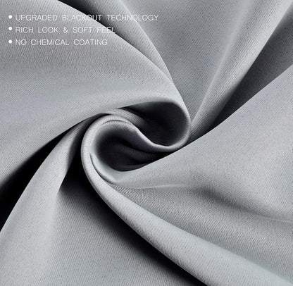 MIUCO Room Darkening Grommet Thermal Insulated Blackout Window Curtains Panels for Gilrs Room Window 1 Pair 52x63 Inch Silver, Bonus 2 Tie Backs Included