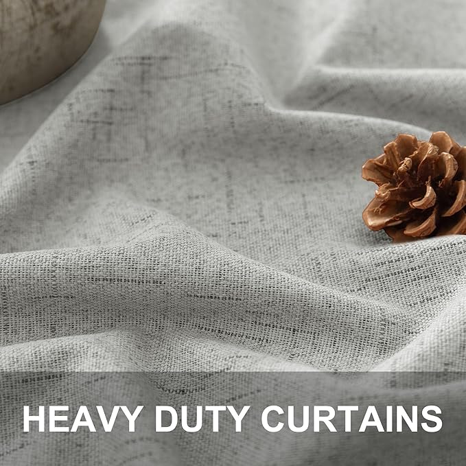 Pitalk 54 Inch Curtains 2 Panel Set 100% Blackout Linen Textured Room Darkening Thermal Insulating Curtain for Bedroom Winter Summer Heat Blocking Draft Kitchen Bathroom 54 Inches Long Light Grey Gray