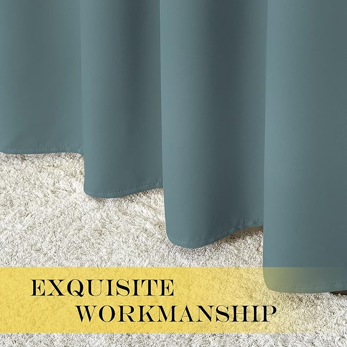 NICETOWN Blackout Patio Curtains 100 x 144 Inches Long for Sliding Door Extral Wide Blackout Curtain Panels Thermal Insulated Room Divider - Grommet Top, 100" W x 144" L, 1 Panel, Greyish Blue