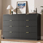 Dresser for Bedroom, 8 Drawer Double Dresser, Modern Chest of Drawers for Bedroom, Living Room, Entryway and Closet, 55" L x 15.7" D x 37.4" H, Black