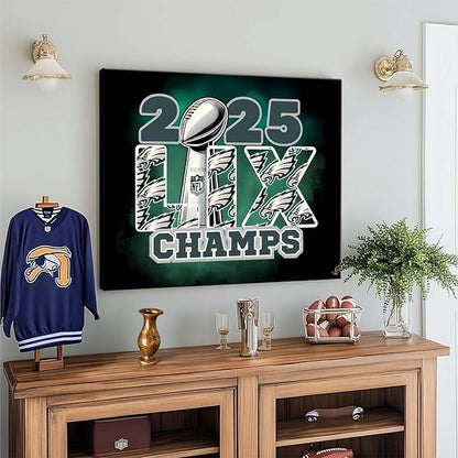 B.B.F MAKE 2025 Super Canvas Bowl Wall Art Champions Eagles Poster Print Philadelphia Oil Painting Canvas Wall Decor Sports Stars Picture Modern Bedroom Living Room Home Decoration, Framed 8x10inch