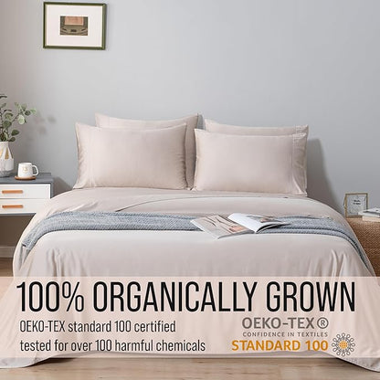 Bella Coterie 6 Piece Luxury Bamboo Viscose Split Top King Size Sheet Set | 34" Split for Adjustable Beds | 100% Organically Grown| Cooling | 18” Deep Pocket | 4 Pillowcases [Dune]