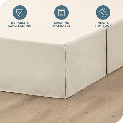 Bare Home Kids Twin Bed Skirt - 15-Inch Tailored Drop Easy Fit - Bed Skirt for Beds - Center & Corner Pleats (Twin, Sand)