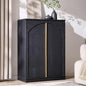 ACCOHOHO Modern 5 Drawer Dresser for Bedroom with Arched Panel,44" Tall Dresser for Closet with Metal Handles,Push-to-Open Wood Storage Closet Dressers Tv Stand for Living Room, Hallway,Black