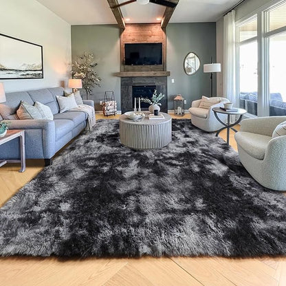 PAGISOFE Dark Grey Large Area Rugs for Living Room Carpet, 8x10 Rug, Big Fluffy Modern Area Rug, Shaggy Indoor Soft Rugs for Playroom, Men, Women, Kids Bedroom Rug, Home Decor, Plush Fuzzy Shag Rug