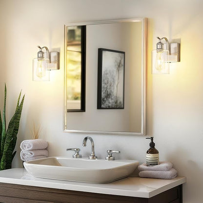 Battery Operated Wall Sconces Set of 2, Brushed Nickel Rechargeable Wall Lights with 5200mAh Battery and Touch Control, Dimmable Wireless Sconce Lamp for Bedroom Hallway Bathroom ZCVL01BN-1A-2P