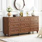 9 Drawer Fluted Dresser for Bedroom, Mid Century Modern Chest of Drawers, Wood Storage Small Dresser Organizer for Bedroom Living Room Hallway Closet, Walnut