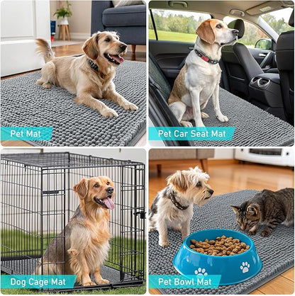 OLANLY Dog Door Mat for Muddy Paws 44x24, Absorbs Moisture and Dirt, Absorbent Non-Slip Washable Doormat, Quick Dry Chenille Mud Mat for Dogs, Entry Indoor Entryway Carpet for Inside Floor, Grey