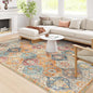 Lahome Moroccan Washable Area Rugs 8x10, 8x10 Rugs for Living Room Bedroom, Ultra-Thin Oriental Non-Slip Foldable Non Shedding Accent Large Carpet for Office Dining Room, Cream/Multi