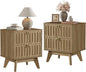 SICOTAS Nightstand Set of 2, Modern Bedside Tables with 2 Drawers, Stable Bedroom Nightstands with Textured Drawer Front and Gold Hardware for Bedroom, Apartment