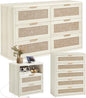 LEYAOYAO Rattan Dresser and Nightstand Set of 3, Boho Wood Dresser for Bedroom with 6 Drawers and Night Stand with Charging Station, Bedroom Furniture, Dressers & Chests of Drawers,Hallway,Living Room