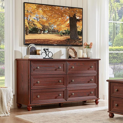 Farmhouse Dressers & Night Stand Set of 4, Wood 54" Wide Dresser & 45" Tall Chest of Drawers, 18" with Charging Station Nightstand Set of 2, Bedroom Furniture Dresser Set for Home Living Room Hallway