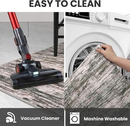 2x8 Modern Abstract Runner Rug for Hallways, Brown Green Black White Super Soft Hallway Decor Kitchen Rugs with Non-Slip, Non-Shedding Washable Rug for Entryway Bedroom Indoor