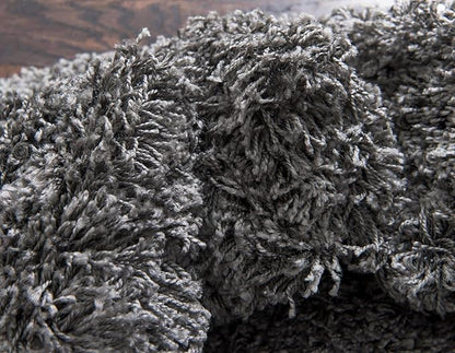 Unique Loom Solid Shag Collection Area Rug (10' 2" Round, Graphite Gray)
