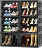 JEKO&JEKO 5 Tiers Foldable Boot Storage Shoe Rack Cabinet for Closet Entryway, Large Collapsible Shoe Organizer with Magnetic Doors (Black)