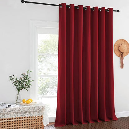 NICETOWN Blackout Curtains for Sliding Glass Door Room Divider Noise Reduce Curtain Panel Portable Window Screen Sliding Partition, W100 x L102 inches, 1 Panel, Burgundy Red