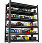 Storage Shelves, Garage Metal Shelving Unit, Adjustable, Double-Layer Column with Reinforced Ribs, Heavy-Duty, Capable of Bearing 600-3600 lbs (Black, 45''W*20''D*77''H, 6-Tier)