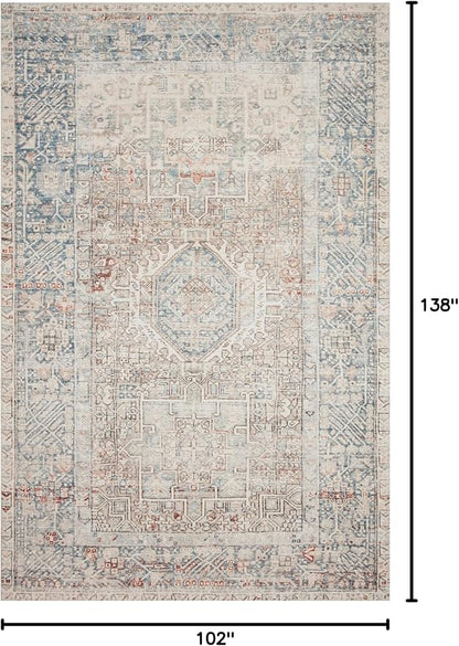 Loloi Chris Loves Julia Jules Collection JUL-07 Natural/Ocean 8'-6'' x 11'-6'', .13" Pile Height, Area Rug