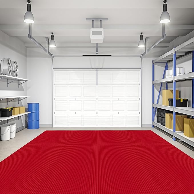 Ottomanson 6'6" x 35' Hallway Runner with Scraper Pile Extra Durable Non-Slip Rug Mat for Indoor & Outdoor Use - Ideal for Kitchen, Entryway, Patio & Garage - High-Traffic Carpet, Red