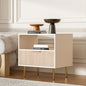 Nightstand with Drawer, End Table with Storage, Side Table with Open Space, Bed Side Table for Bedroom, Modern Nightstand with Golden Handle for Bedroom, Living Room, Oak