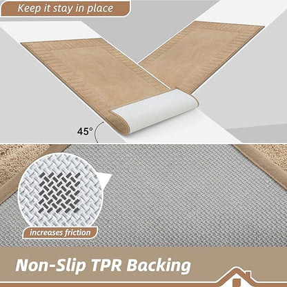 BEQHAUSE Door-Mat Non-Slip Front Doormat Low-Profile Entrance Mats for Front Door Entry Resist Dirt Washable Doormat Absorbent Entryway Door Mat,Taupe,36"x60"