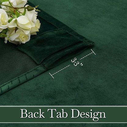 RYB HOME Living Room Curtains, Vintage Velvet Drapes Soft Durable Texture Room Darkening Window Treatment Decorative Backdrop Thermal Curtains for Bedrooom, Hunter Green, W52 x L108 inch, 2 Panel