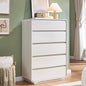 White 5 Drawers Dresser, Curved Dresser with Storage Organizer, Modern Drawer of Handleless, Large Chest of Drawers for Living Room, Nursery, Entryway, 29.5’’W