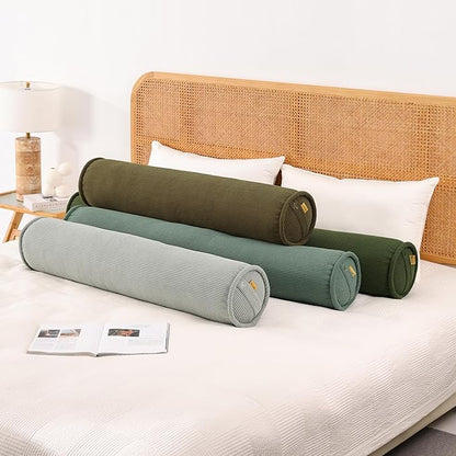 Long Round Body Pillow for Adults – Corduroy Cervical Roll Bolster Pillow, Firm Support for Spine Alignment & Side Sleeping,47 x 7.87 Inches,Martini 0live
