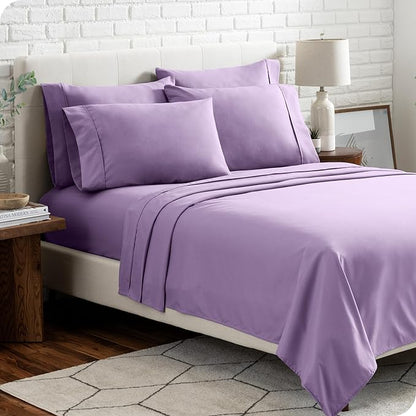 Bare Home Hotel Luxury Twin Sheet Set, Extra Soft - 4 Piece Set - Deep Pockets - Easy Fit - Cooling & Breathable - Wrinkle, Fade, Stain Resistant - Includes 2 Pillowcases (Twin, Lavender)