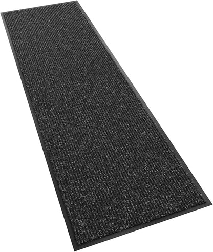 Front Door Mat, 120" x 36" Heavy Duty Indoor Outdoor Doormat, Non-Slip Welcome Mats for Entryway, Rubber Backing Low Profile Commercial Door Mats, Black Stripe