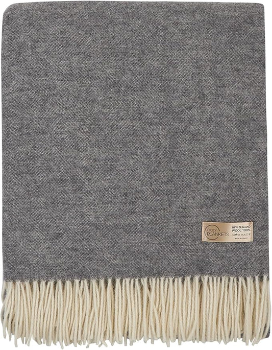 | Wool Blanket/Throw | 100% New Zealand Wool | Perfect for Home and Outdoors | Virgin Wool Throw with Fringes 67"x79" (170 x 200 cm)