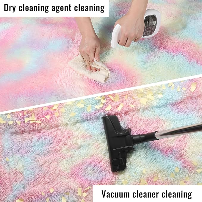 PAGISOFE Machine Washable Rainbow Runner Rugs for Girls Bedroom Hallway Plush Fluffy Rug 2x6 Ft, Soft Carpet for Living Room, Non-Slip Indoor Floor Rugs for Nursery Kids Girls Room Home Decor