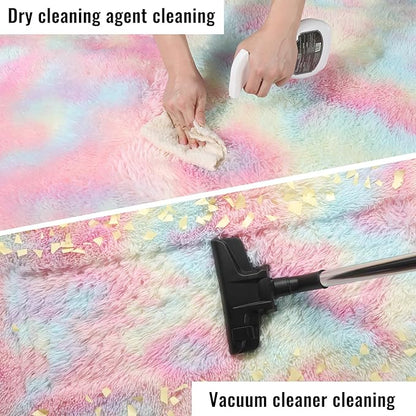 PAGISOFE 9x12 Rainbow Large Area Rug,Plush Rugs for Bedroom Girls,Shaggy Carpet for Kids Room,Fuzzy Nursery Rug for Baby's Toddler's Room,Clorful Room Decor for Teenage Pastel Princess Rug