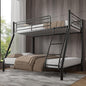 VECELO Bunk Bed Twin Over Full, Metal Bunkbeds with Ladder and Full-Length Guardrail, No Box Spring Needed, Space Saving, Noise Free, Matte Black