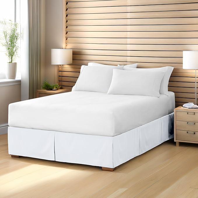 Bare Home Twin XL Bed Skirt - 15-Inch Tailored Drop Easy Fit - Bed Skirt for Twin Extra Long Beds - Center & Corner Pleats (Twin XL, Coronet Blue)