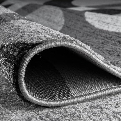 Rugshop Gray Modern Geometric Runner Rug, Abstract Circles, High-Traffic, Non-Shedding, for Hallway, Entryway and Kitchen, 2' x 10'