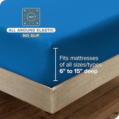 Bare Home Hotel Luxury Twin Sheet Set, Extra Soft - 4 Piece Set - Deep Pockets - Easy Fit - Cooling & Breathable - Wrinkle, Fade, Stain Resistant - Includes 2 Pillowcases (Twin, Medium Blue)