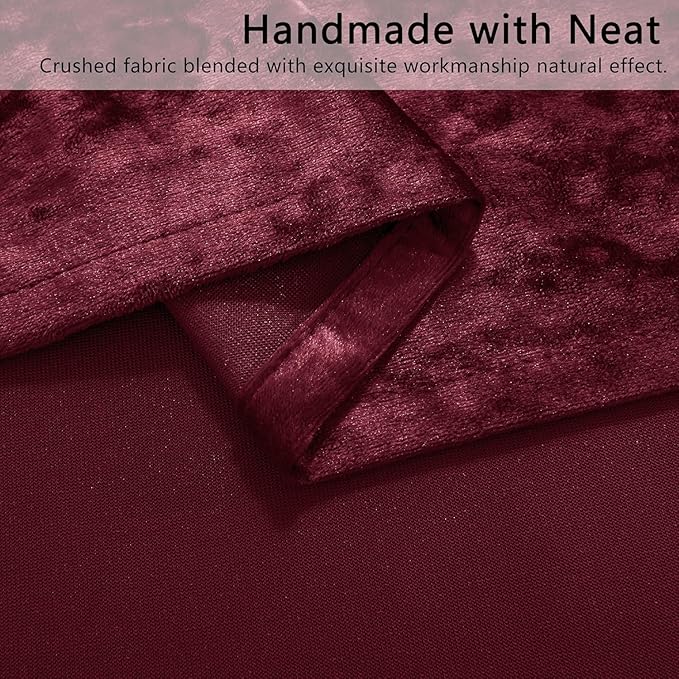 SMILETIME Burgundy Red Crushed Velvet Curtains 52x96 inch Luxurious Thermal Insulated Soundproof Drapes for Living Room Bedroom Office Soft and Durable Light-Filtering Window Treatments, 2 Panels
