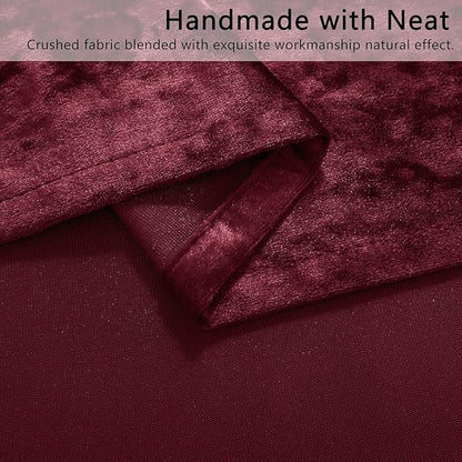 SMILETIME Burgundy Red Crushed Velvet Curtains 52x96 inch Luxurious Thermal Insulated Soundproof Drapes for Living Room Bedroom Office Soft and Durable Light-Filtering Window Treatments, 2 Panels