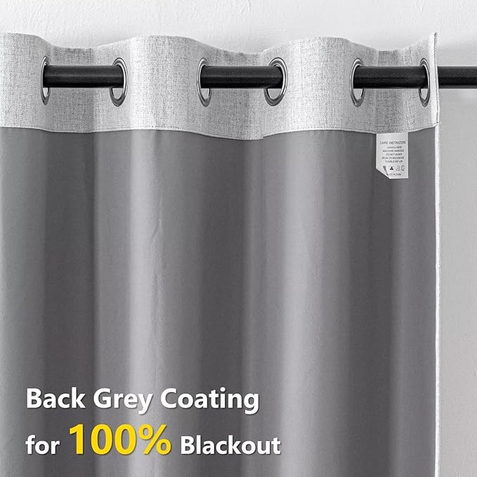 100% Blackout Curtains 96 Inches Long 2 Panels Set, Black Out Curtains for Living Room, Off-White Thermal Insulated Grommet Drapes Bedroom Luxury Decor Privacy(52W × 96L inch, Off-White)