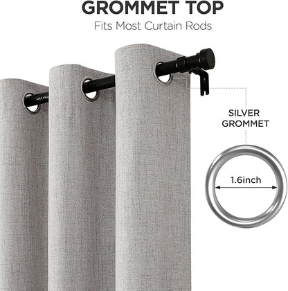 Joydeco 100% Blackout Curtains for Bedroom 84 Inch Long, Linen Black Out Curtains 2 Panels Set With Grommet for Living Room Window, Thermal Insulated Full Light Blocking Drapes Privacy Protection,52"W