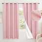Baby Pink Linen Blackout Curtains for Nursery 63 Inch Length 2 Panels Set, Thermal Insulated Boho Total Black Out Noise Reducing Bonzer Grommets Window Curtains for Girls Bedroom, Each 60 Inch Wide
