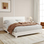Allewie Full Size Bed Frame with Adjustable Headboard, Faux Leather Platform Bed with Wood Slats, Heavy Duty Mattress Foundation, No Box Spring Needed, Noise-Free, Easy Assembly, White