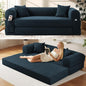 Convertible Futon Sofa Bed,80" Folding Pull Out Couch with Pillows & Storage Pocket, Oversized Queen Sleeper Sofa in a Box,Corduroy Boneless Couch for Living Room,Navy Blue