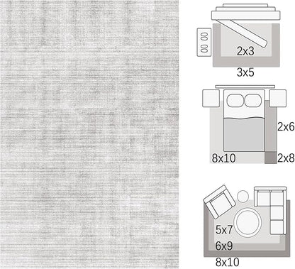 8 x 10 Area Rugs for Living Room, Machine Washable Modern Soft Rugs Gray Carpet for Bedroom Floor Non-Slip Kitchen Rug Indoor Corridor Home Office | Light Grey